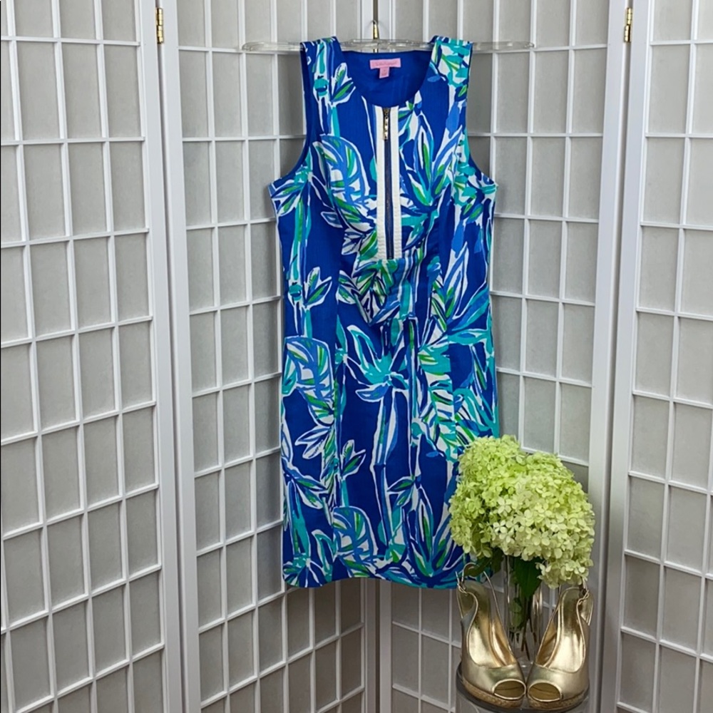 EUC LILY PULITZER Penelope Blue Crush Bamboo Dress - Picture 1 of 5